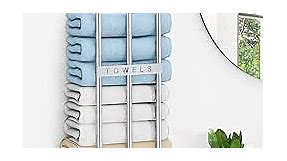 Bathroom Towel Storage Wall, Bethom Towel Rack for Bathroom Wall Mounted, Bath Towel Holder Wall Can Holds Up to 6 Large Size(63x40 inch) of Rolled Towels, Brushed Nickel