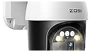 ZOSI C296 5MP WiFi Pan/Tilt Camera,3K Plug-in PT Outdoor Camera for Home Surveillance,Smart Person Vehicle Detection,Night Vision,2 Way Audio,Floodlight Siren,5X Digital Zoom,Cloud & SD Card Storage