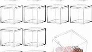 12 Pcs Clear Acrylic Plastic Small Acrylic Box with Lid Decorative Storage Box Jewelry Display Box Mini Clear Container for Home Candy Pill Tiny Jewelry (Square,3 x 3 x 3)