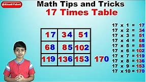 Learn 17 Times Multiplication Table | Easy and fast way to learn | Math Tips and Tricks