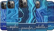 Artisticases Custom Blue & Gold Agate Marble Case, Personalized Name Case, Designed ‎for iPhone 15 Plus, iPhone 14 Pro Max, iPhone 13 Mini, iPhone 12, 11, X/XS Max, ‎XR, 7/8‎