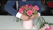 Pretty in Pink: DIY Floral Arrangement with Pink snd Hot Pink Roses & Alstroemerias - Must-Try!