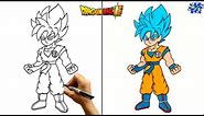 Goku Super Saiyan Blue Drawing || How to Draw Goku Super Saiyan Blue Full Body || Step by Step