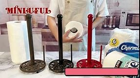 Vintage Paper Towel Holder Stand - MINLUFUL Cast Iron Kitchen Countertop Decor Roll Paper Towel Holder Dispenser, Easy Tear Paper Towel Holder, Red