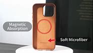 for iPhone 15 Pro Max Leather Case | Genuine Full Grain Leather| Compatible with MagSafe and Wireless Charging | Metal Buttons Camera Bezel | Slim Fit-Drop and Scratch Resistant(Brown)