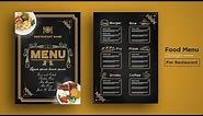 Food menu design for restaurant adobe illustrator | how to design restaurant menu in illustrator