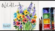 Loose Watercolor Flowers/Wildflowers / Easy for beginners/ Step by step tutorial