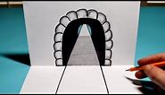 How to Draw a 3D Tunnel - Easy Trick Art Optical Illusion Drawing