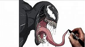 How To Draw Venom (Side) | Step By Step | Marvel