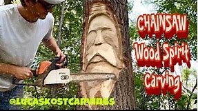 Oak Tree Stump 8 Foot Wood Spirit CHAINSAW CARVING TIME-LAPSE