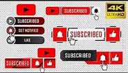 Youtube Subscribe button with Bell, Like Icon png (4k Transparent)