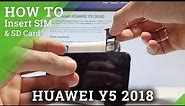 HUAWEI Y5 2018 HOW TO INSERT SIM and SD Card / Set Up SIM & SD