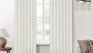 SHINELAND 120 Inch Curtains Extra Long,10 FT Length Linen Sheer Back Tab Hooks Track High Ceiling Curtains for Living Room,Cream