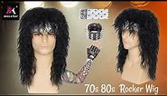 70s & 80s Rocker Style: Men's Long Black Wig Costume Set - Ultimate Look