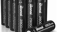 BONAI Rechargeable AA Batteries 2800mAh High Capacity 1.2V Ni-MH Low Self Discharge AA Battery-16 Count