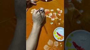 Hand painting on dress yellow velvet,motifs phoenix flowers!#subscribe #youtube #painting #velvet #