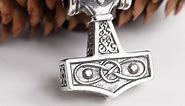 Viking Thors Hammer Mjolnir Necklace - Solid 925 Sterling Silver - Celtic Pendant Nordic Amulet Odins Norse Mythology Jewelry for Men Women - Handmade - Fathers Day Gifts - Medium Size