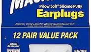 Mack's Pillow Soft Silicone Earplugs, 12 Pair – The Original Moldable Silicone Putty Ear Plugs for Sleeping, Snoring, Swimming, Travel, Concerts and Studying | Made in USA