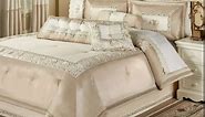 Touch of Class Elegante Faux Silk Luxury Sequined Comforter Set Light Cream Queen