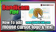 How to add mouse cursor, logo and text to video - Bandicam Screen Recorder