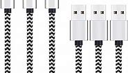 Ailun Micro USB Cable 10ft 3Pack High Speed 2.0 USB A Male to Micro USB Sync Charging Nylon Braided Cable for Android Phone Charger Cable Tablets Wall and Car Charger Connection Silver&Blackwhite