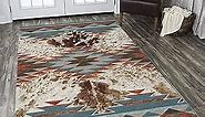 Southwest Navajo Pattern Area Rug and 4 Pcs Non Slip Rug Tape for Floors Tiles Combo, Southwestern Area Rugs, Native American Rug, Geometric South West Pattern, Modern Rug Home Decor 3x5 ft