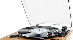 Record Player, Popsky 3-Speed Turntable Bluetooth Vinyl Record Player with Speaker, Portable LP Vinyl Player, Vinyl-to-MP3 Recording, 3.5mm AUX & RCA & Headphone Jack