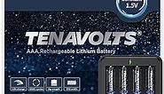 TENAVOLTS 1.5V AAA Lithium Rechargeable Battery, 1.8h Fast Charge, USB Charger, Constant Output at 1.5V, 1110 mWh, 4 Counts with Charger