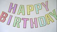 Pastel Happy Birthday Banner, Assembled Rainbow Happy Birthday Sign Girls Pastel Birthday Party Decorations