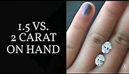 1.5 vs. 2 Carat Diamond Size Comparison - Oval Diamonds
