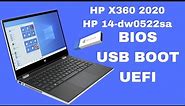 HP Pavillon x360 2020 14-dw0522sa BIOS And UEFI USB Boot