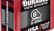 Samsill Durable 6 Inch Binder, Made in The USA, Locking D Ring Binder, Customizable Clear View Cover, Red, Holds 1225 Pages