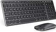 Wireless Bluetooth Keyboard and Mouse for Mac, Multi-Device Rechargeable Slim Keyboard and Mouse Stainless Steel Full Size, Compatible with MacBook Pro/Air, iPad, iMac - Space Gray