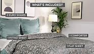 Madison Park Essentials Brystol 24 Piece Room in a Bag Faux Silk Comforter Jacquard Paisley Design Matching Curtains Down Alternative All Season Bedding-Set, King(104 in x 92 in), Navy 24 Piece