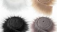 4 Pieces Faux Fox Fur Fabric Shaggy Fur Patches Fabric Trim Ribbon Chair Cover Seat Cushion Pad Supplies for DIY Craft Costume Decoration(Black, Khaki, Grey, White)