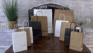 Paper Bags with Handles Bulks 8 X 4.5 X 10.5 [100 Bags]. Ideal for Shopping, Packaging, Retail, Party, Craft, Gifts, Wedding, Recycled, Business, Goody and Merchandise Kraft Bag (Black)