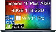Dell Inspiron 16 Plus 7000 7620 16" 3K (Intel 12th Gen i7-12700H, 40GB RAM, 1TB SSD, GeForce RTX 3050 Ti 4GB) Workstation & Business Laptop, Backlit, Thunderbolt 4, FHD Webcam, Win 11 Pro, Dark Green