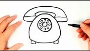 How to draw a Telephone for kids | Telephone Drawing Lesson Step by Step