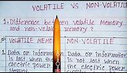 Volatile vs non volatile memory|difference between volatile and non volatile memory|volatile memory.