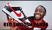 Nike Dunk Low Retro Red Swoosh Panda 🔴🐼 On Foot Sneaker Review QuickSchopes 418 Schopes FB3354 001