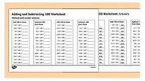 Adding and Subtracting 100 Worksheet