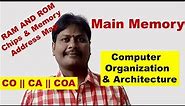 Main Memory || RAM and ROM Chips || Memory Address Map || Memory Connection to CPU || CO || CA | COA