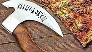 Edgelandknives® Multipurpose Viking Pizza Axe with Sheath, Viking Butcher Axe, Viking Pizza Cutter Axe - Rosewood Handle & Heavy Duty Viking Axe Head - Perfect for Cutting Pizza, Meat, Vegetables