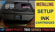 HP Envy Photo 7800 Installing Setup Ink Cartridges !!