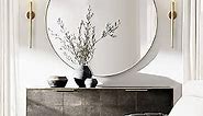 TEHOME 30 inch Brushed Nickel Round Mirror Circle Wall Mirror Brushed Silver Circular Round Mirror for Bathroom Vanity, Entryway, Dresser or Mantel