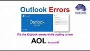 Outlook Error - AOL - Something went wrong - We couldn’t log on… (POP/IMAP) server