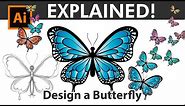 How to Draw a Butterfly from Sketch to Vector - Adobe Illustrator Tutorial