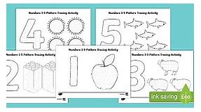 Numbers 1-5 Pattern Tracing Activity