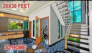 Small house design with 2 bedrooms | 20*30 duplex house design | 600 sqft house plans