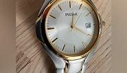 Pulsar Watch Men's Stainless Matte Silver Gold Tone with Date Window Quartz